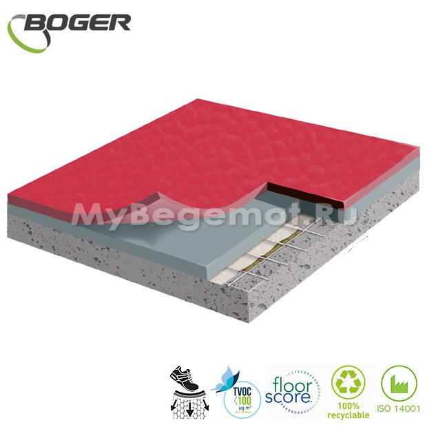 Спортивный линолеум Boger (SF) Sport Flooring  Red 6.5 мм